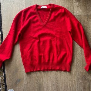Saks fifth avenue 100% cashmere red v neck sweater. Excellent condition
